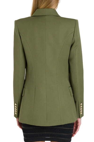 Shop Balmain Six Buttons Double-breasted Blazer In Green