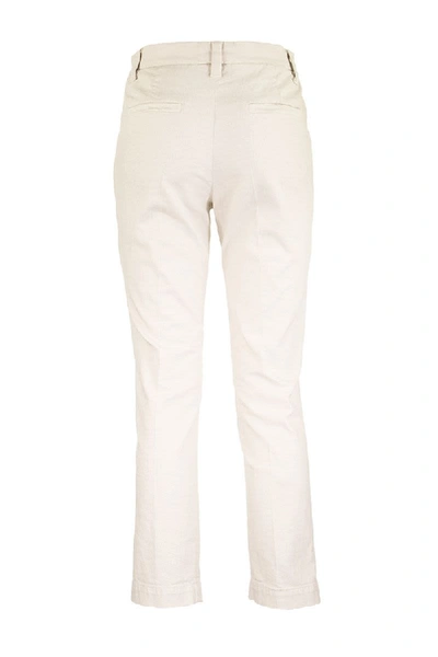 Shop Brunello Cucinelli Skinny Cotton Cigarette Trousers In White