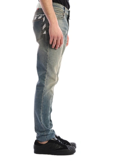 Shop Off-white Skinny Jeans In Light Blue
