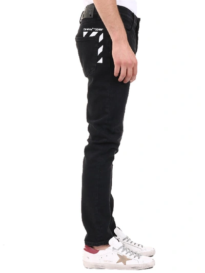Shop Off-white Skinny Jeans Diag Pocket In Black