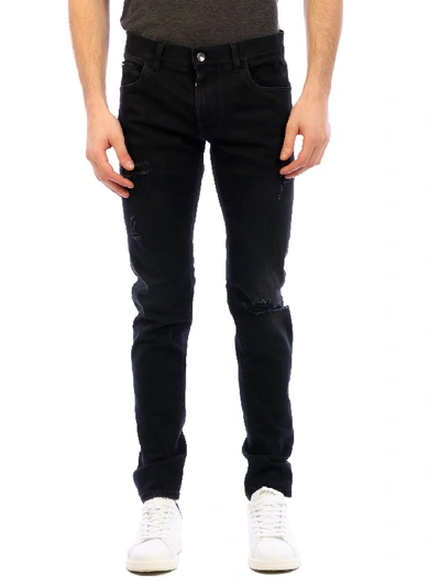 Shop Dolce & Gabbana Skinny Jeans In Black Denim