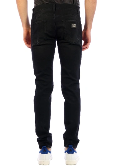 Shop Dolce & Gabbana Skinny Jeans In Black Denim