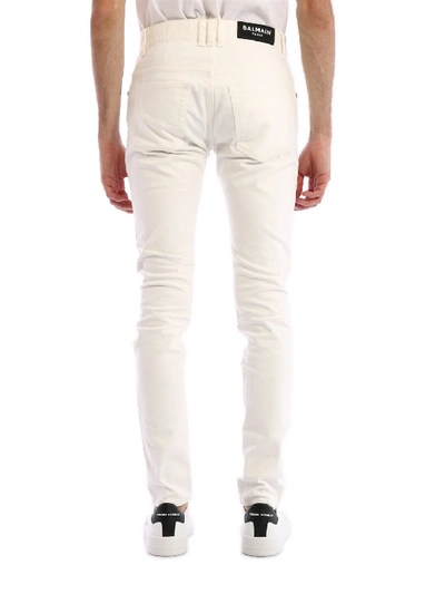 Shop Balmain Skinny Jeans White