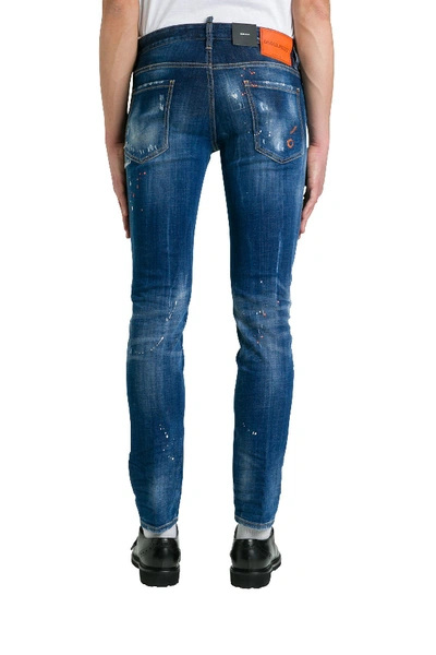 Shop Dsquared2 Skinny Jeans With Stains In Blu