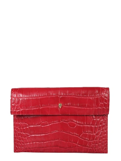 Shop Alexander Mcqueen Skull Clutch In Red