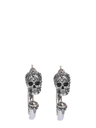 Shop Alexander Mcqueen Skull Earrings In Silver
