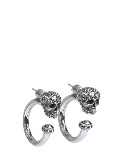 Shop Alexander Mcqueen Skull Earrings In Silver