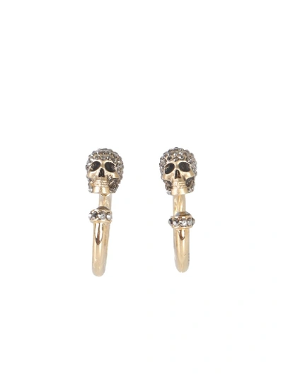 Shop Alexander Mcqueen Skull Earrings In Gold