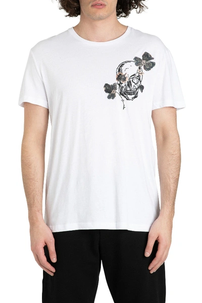 Shop Alexander Mcqueen Skull Embroidered Tee In White