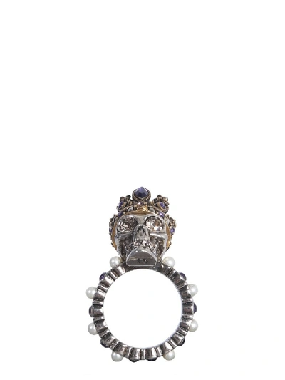 Shop Alexander Mcqueen Skull Queen Ring In Black