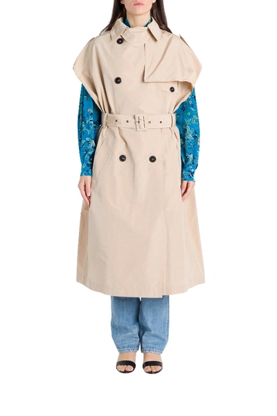 Shop Givenchy Sleveless Trench Coat In Beige