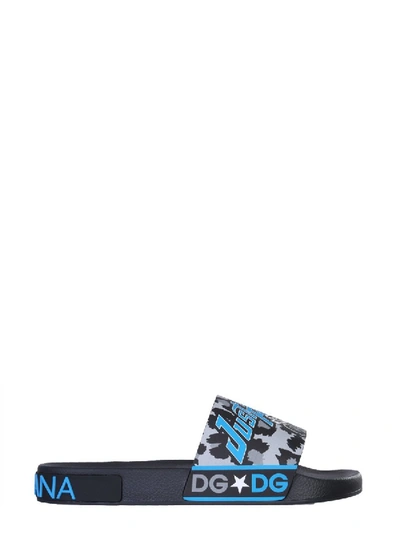 Shop Dolce & Gabbana Slide Sandals In Azure