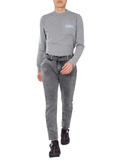 Shop Off-white Slim Low Crotch Jeans In Grey