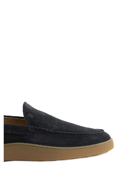 Shop Tod's Slipper Loafers In Suede In Blue