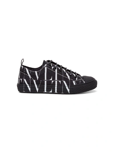 Shop Valentino Giggles Vltn Fabric Sneakers In Black