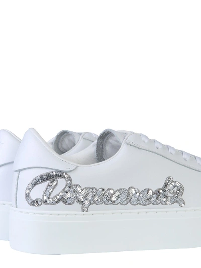 Shop Dsquared2 Sneaker With Sequined Logo In White