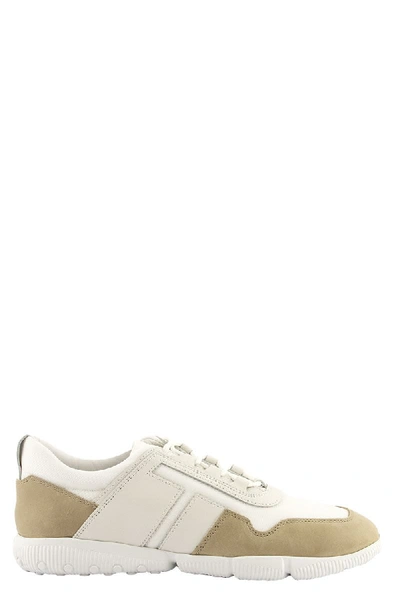 Shop Tod's Sneakers In Nubuck And High Tech Fabric In White/beige