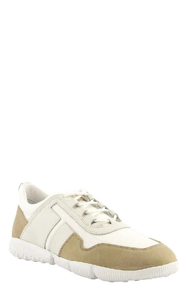 Shop Tod's Sneakers In Nubuck And High Tech Fabric In White/beige