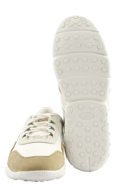 Shop Tod's Sneakers In Nubuck And High Tech Fabric In White/beige