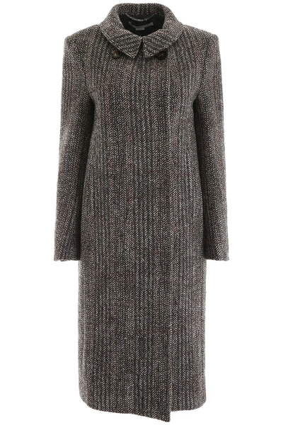 Shop Stella Mccartney Chevron Coat In Black