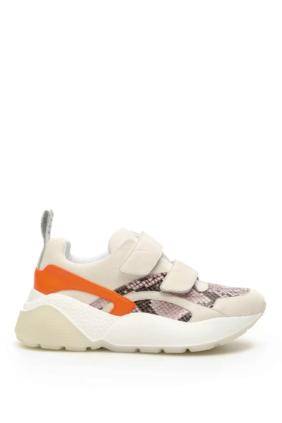 Stella Mccartney Python Effect Eclypse Touch Strap Sneakers In White Sorbet Ma