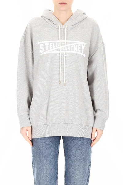 Shop Stella Mccartney Logo Hoodie In Grey Melange