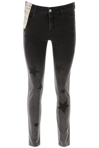 Shop Stella Mccartney Skinny Jeans With Star Print In Grey Degrade
