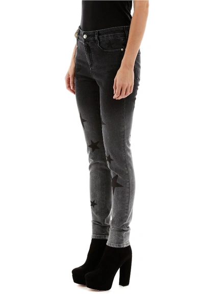 Shop Stella Mccartney Skinny Jeans With Star Print In Grey Degrade