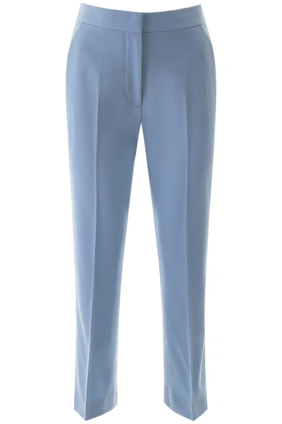 Shop Stella Mccartney Wool Formal Trousers In Mineral Blue