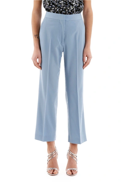 Shop Stella Mccartney Wool Formal Trousers In Mineral Blue