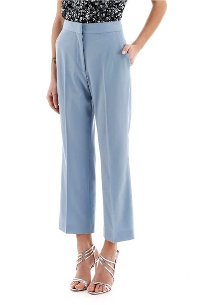 Shop Stella Mccartney Wool Formal Trousers In Mineral Blue