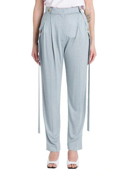 Shop Burberry Strap Detailed Slouchy Trousers In Grey