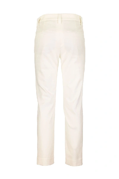 Shop Brunello Cucinelli Stretch Cotton Cover Slim Fit Trousers In Milk