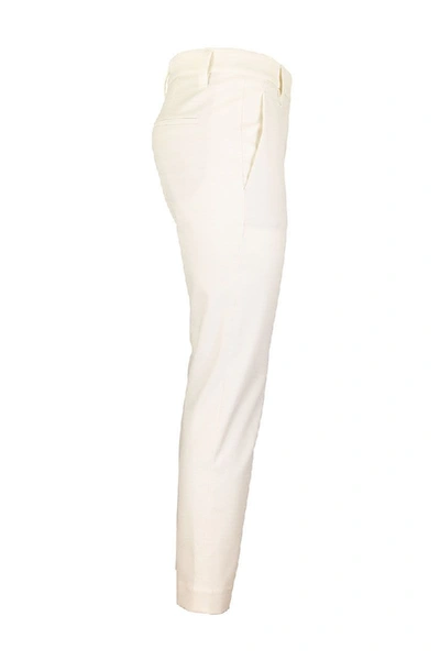 Shop Brunello Cucinelli Stretch Cotton Cover Slim Fit Trousers In Milk