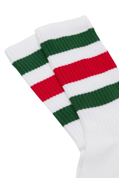 Shop Gucci Stretch Cotton Socks With Web Detail In White