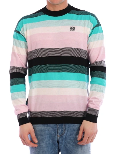 Shop Loewe Stripe Anagram Sweater In Multicolor