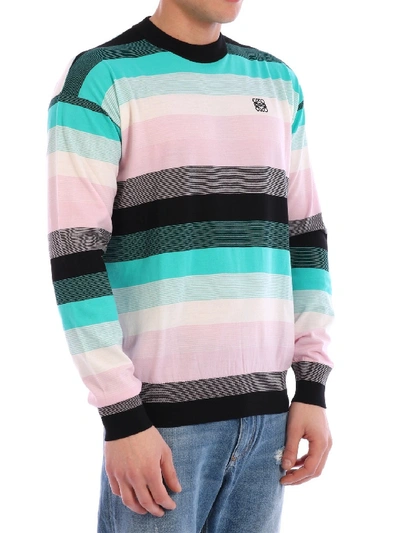 Shop Loewe Stripe Anagram Sweater In Multicolor