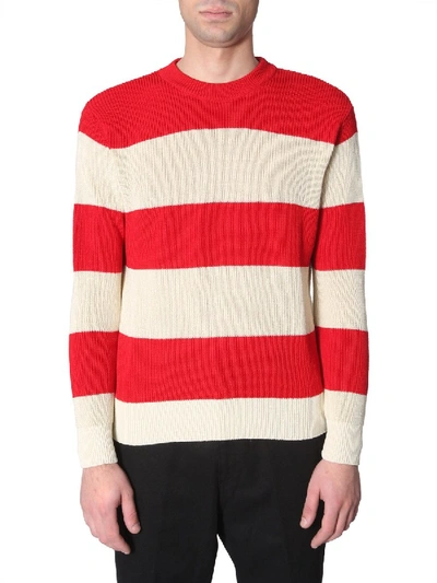Shop Ami Alexandre Mattiussi Striped Cotton Sweater In Multicolour