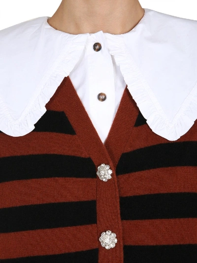 Shop Ganni Striped Motif Vest In Brown