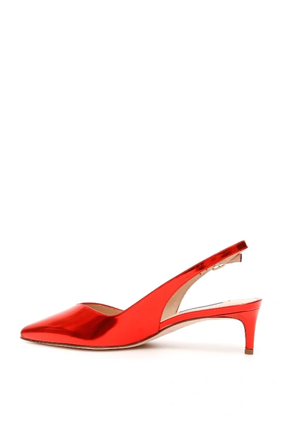 Shop Stuart Weitzman Edith Slingbacks In Follow Me Red