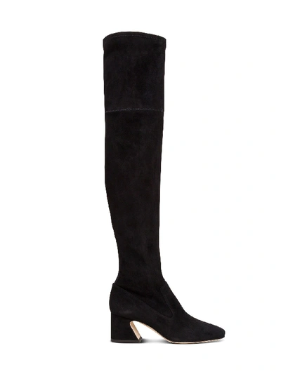 Shop Alberta Ferretti Suede Cuissard Boots In Black