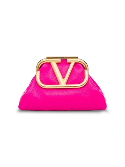 Shop Valentino Supervee Nappa Clutch In Pink