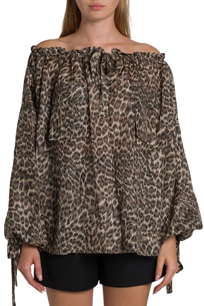 Shop Zimmermann Suraya Silk Shirt With Leopard Motif In Brown