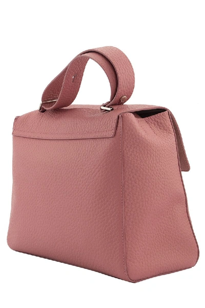 Shop Orciani Sveva Soft Medium Leather Shoulder Bag In Bubble Pink