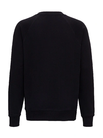 Shop Balmain Cotton Sweatshirt With Embossed Logo In Black