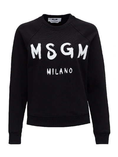 Shop Msgm Sweatshirt With Logo Print In Black