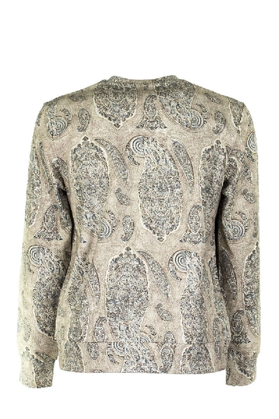 Shop Etro Sweatshirt With Paisley Motif And Pegasus Logo In Beige/blue