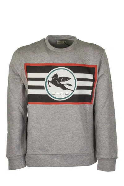 Shop Etro Sweatshirt With Printed Pegaso Logo In Grey