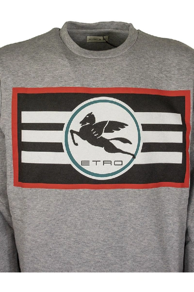 Shop Etro Sweatshirt With Printed Pegaso Logo In Grey