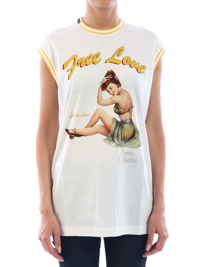 Shop Dolce & Gabbana T-shirt Free Love White